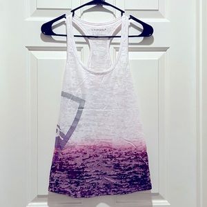 Topgolf burnout heather racer back tank top women’s medium white pink purple